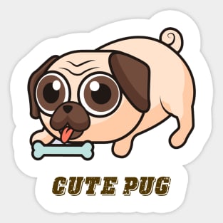 Cute pug lover Sticker